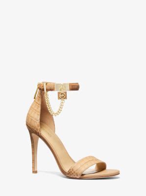 michael kors hamilton embellished leather sandal|Michael Kors crocodile sandals.